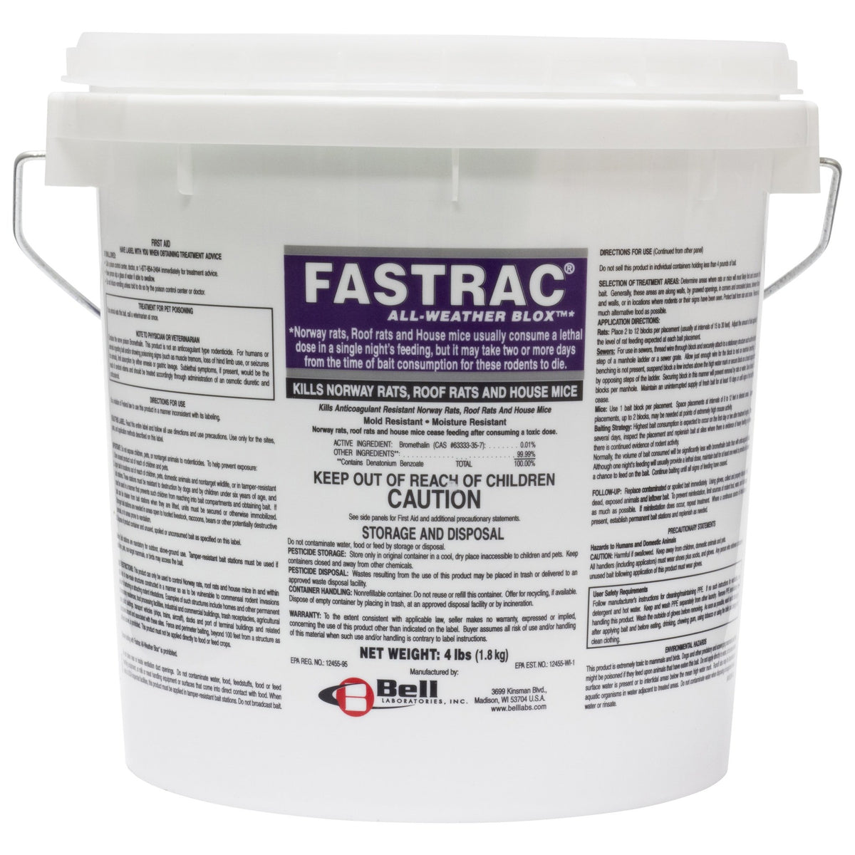 Fastrac Blox 4lb pail bait blocks for rapid rodent control along runways