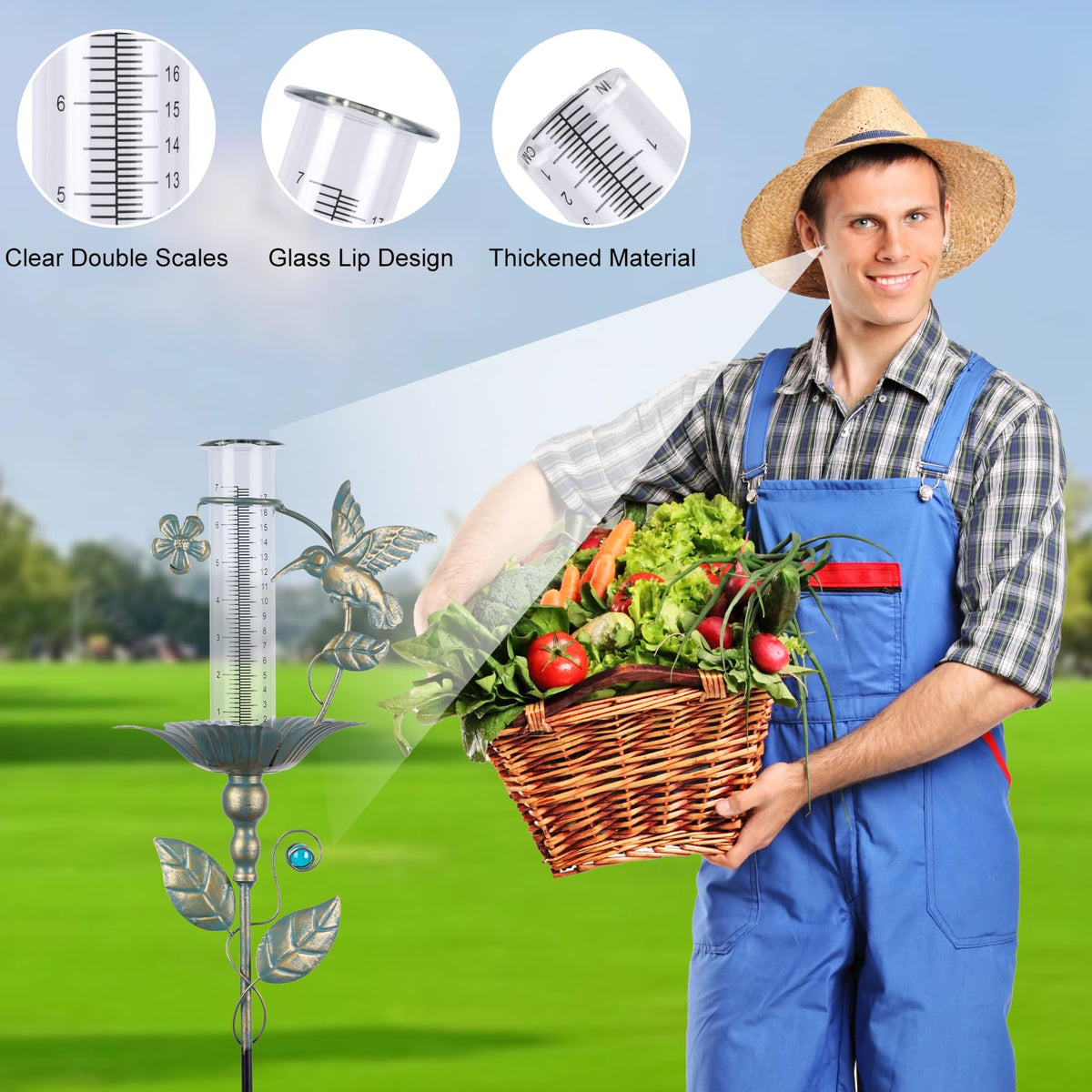 Fastruggle rain gauge for garden, yard, or gifts for gardening fans.