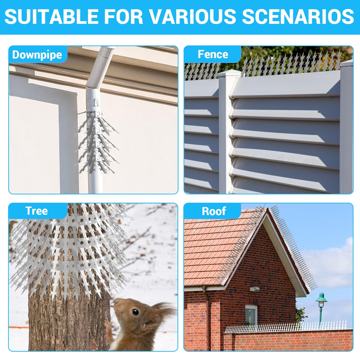 Fatmass spikes along a roof edge to protect the structure from intrusion
