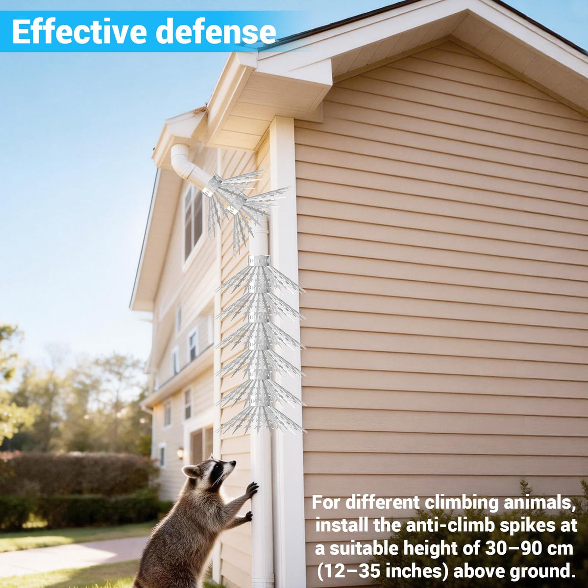 Fatmass spikes mounted on a fence for outdoor deterrence against pests