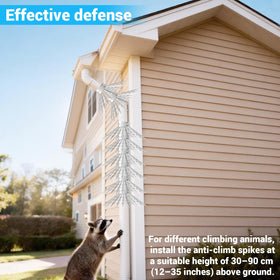 Fatmass spikes mounted on a fence for outdoor deterrence against pests
