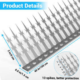 Close-up of Fatmass stainless steel spikes showing reverse barb design
