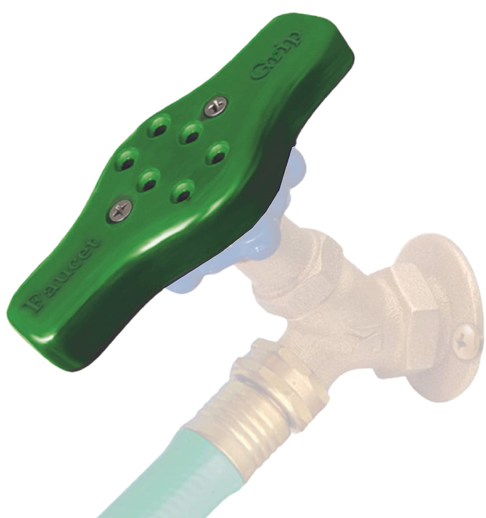 Faucet Grip on a round faucet handle for easier turning.