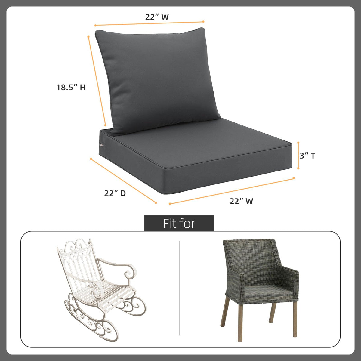 Favoyard back cushion 22x18.5 for comfy support on outdoor furniture.