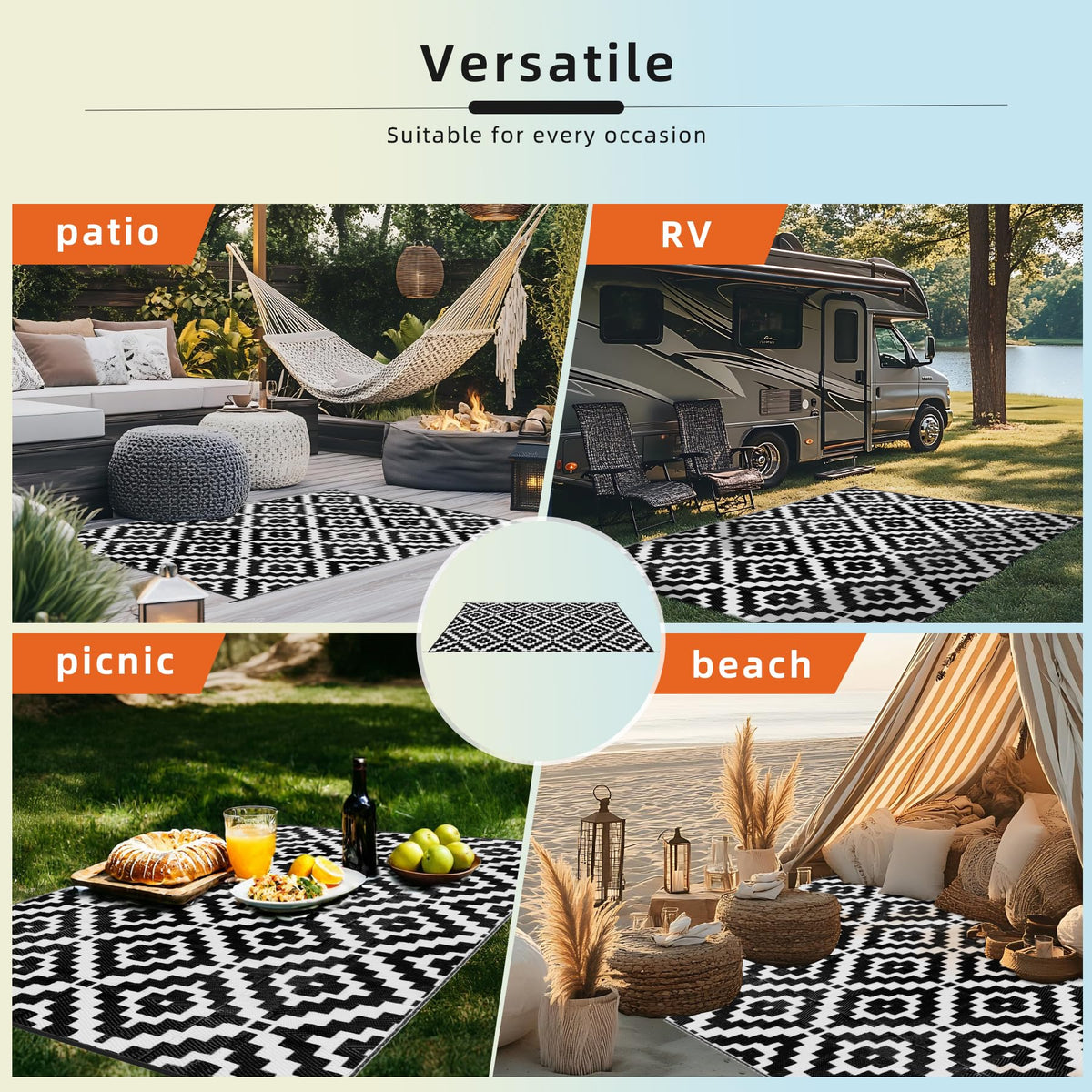 Favoyard easy-clean outdoor mat rinses clean after outdoor use.