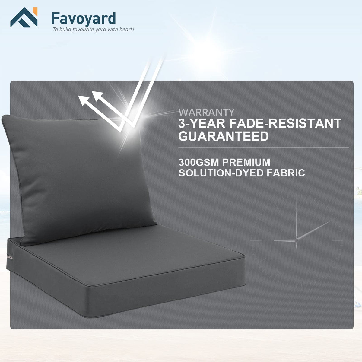 Favoyard high-resilience foam provides soft comfort with quick rebound.