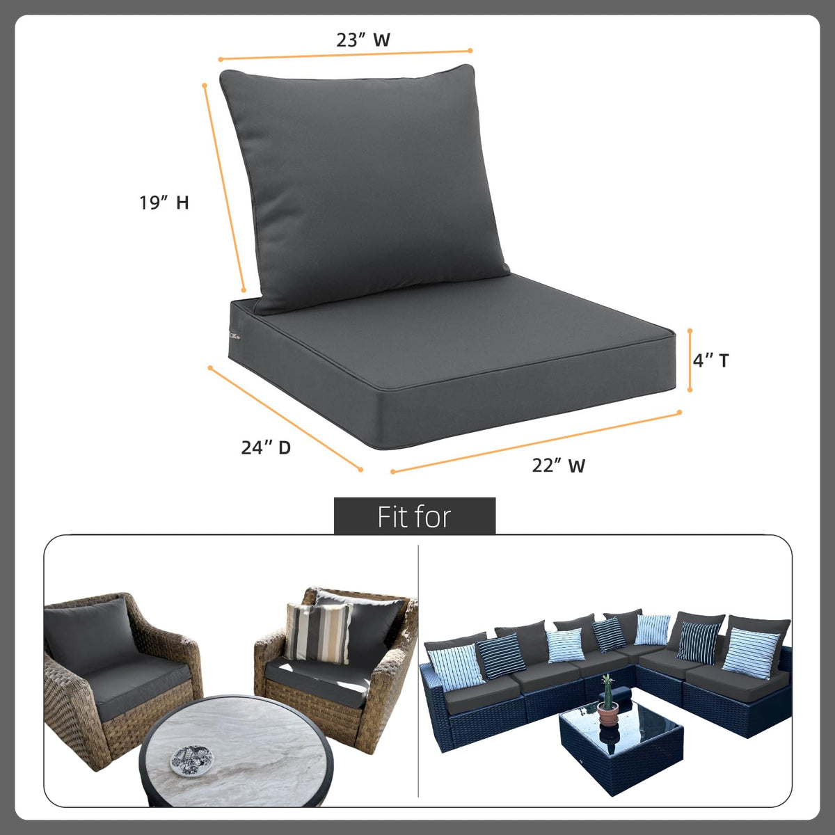 Favoyard outdoor back cushion 23x19 offering stable support