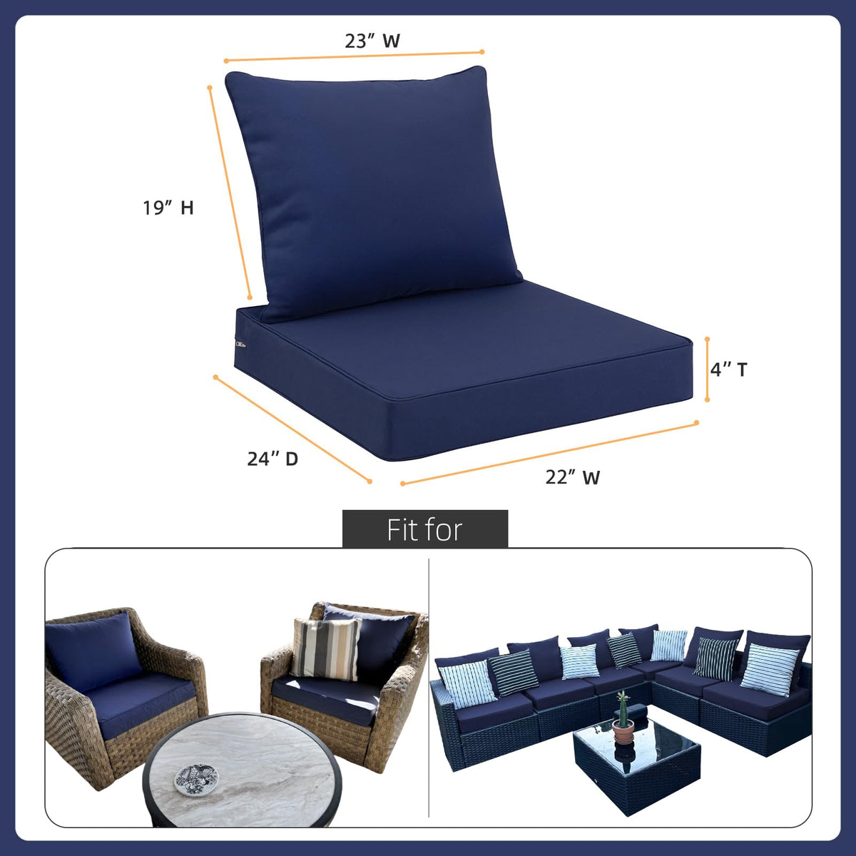 Favoyard outdoor back cushion 23x19 in supports posture on chairs