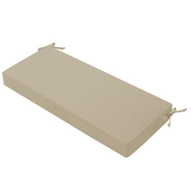 Favoyard outdoor bench cushion 42x18 on a wooden bench with secure ties for stable seating.