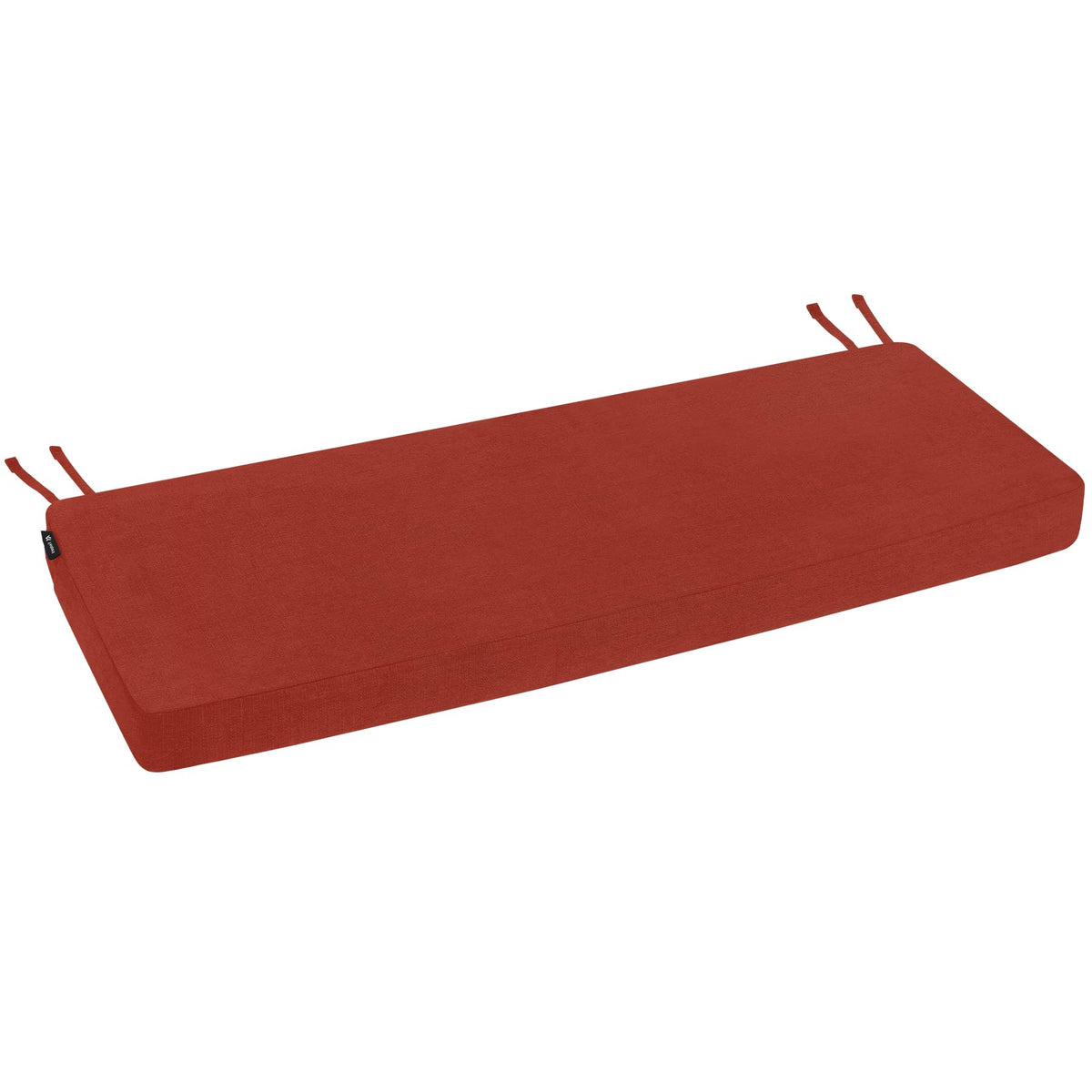 Favoyard red bench cushion on patio setup ready for outdoor use.