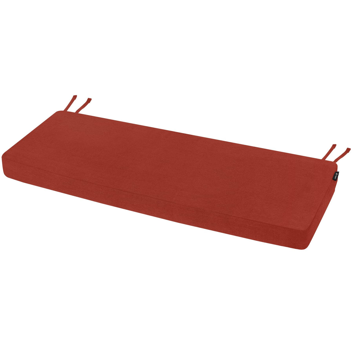 Favoyard red bench cushion top view shows 48x16 fit for outdoor furniture.