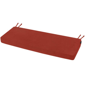 Favoyard red bench cushion top view shows 48x16 fit for outdoor furniture.