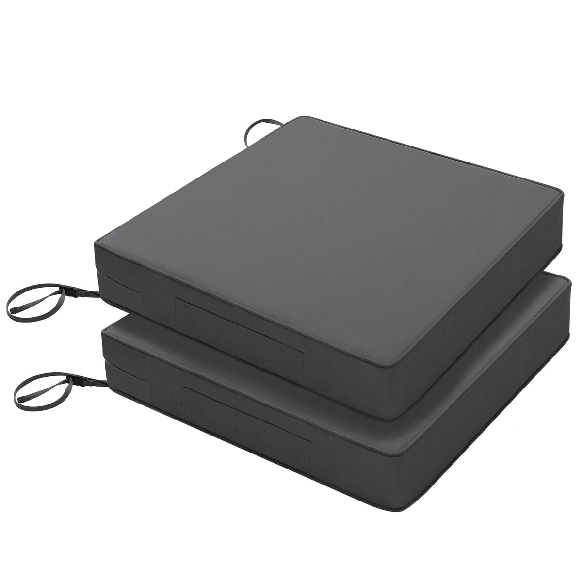 Favoyard patio chair cushions, front view, 19x19 size in dark grey for outdoor seating.