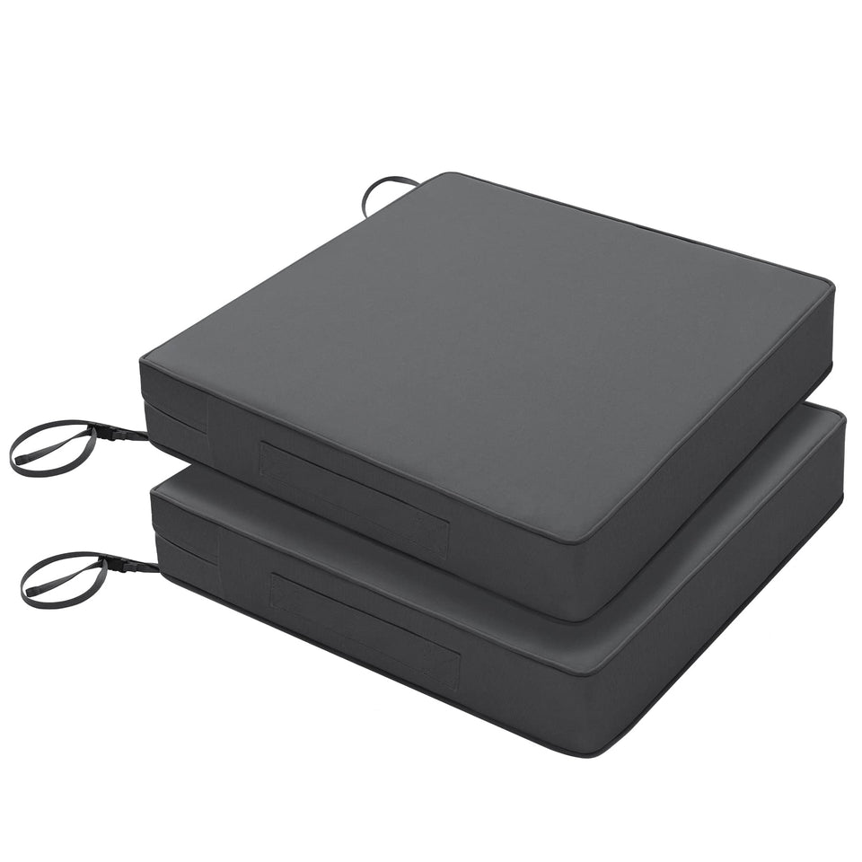 Favoyard patio chair cushions, front view, 19x19 size in dark grey for outdoor seating.
