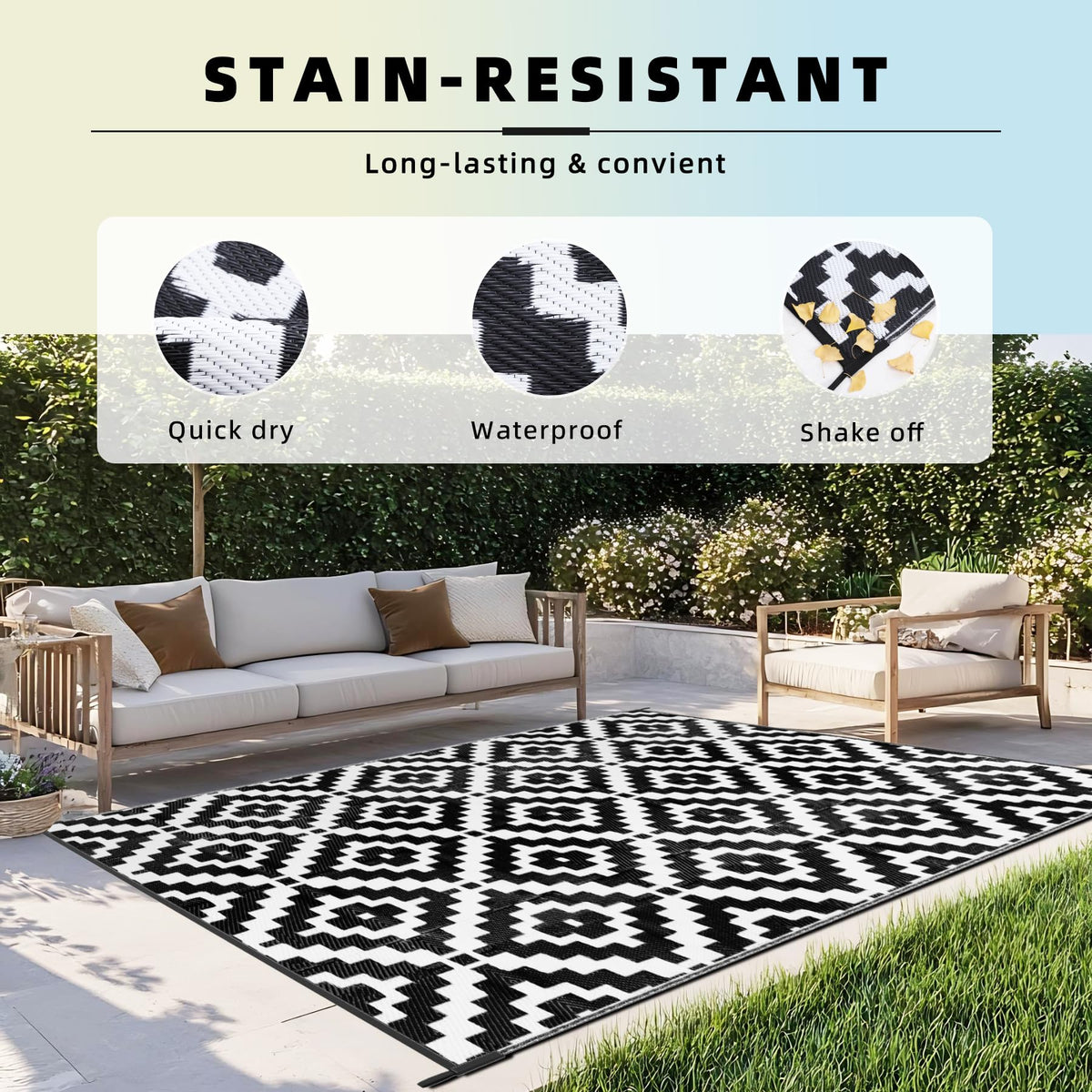 Favoyard recyclable-material rug suits outdoor travel and eco-friendly decor.