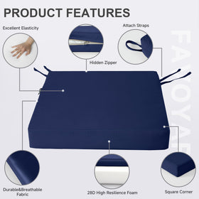 Favoyard set of two cushions on patio demonstrates value and ready-to-use convenience.