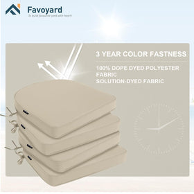 Favoyard seat cushions with attached straps for secure deck setup.