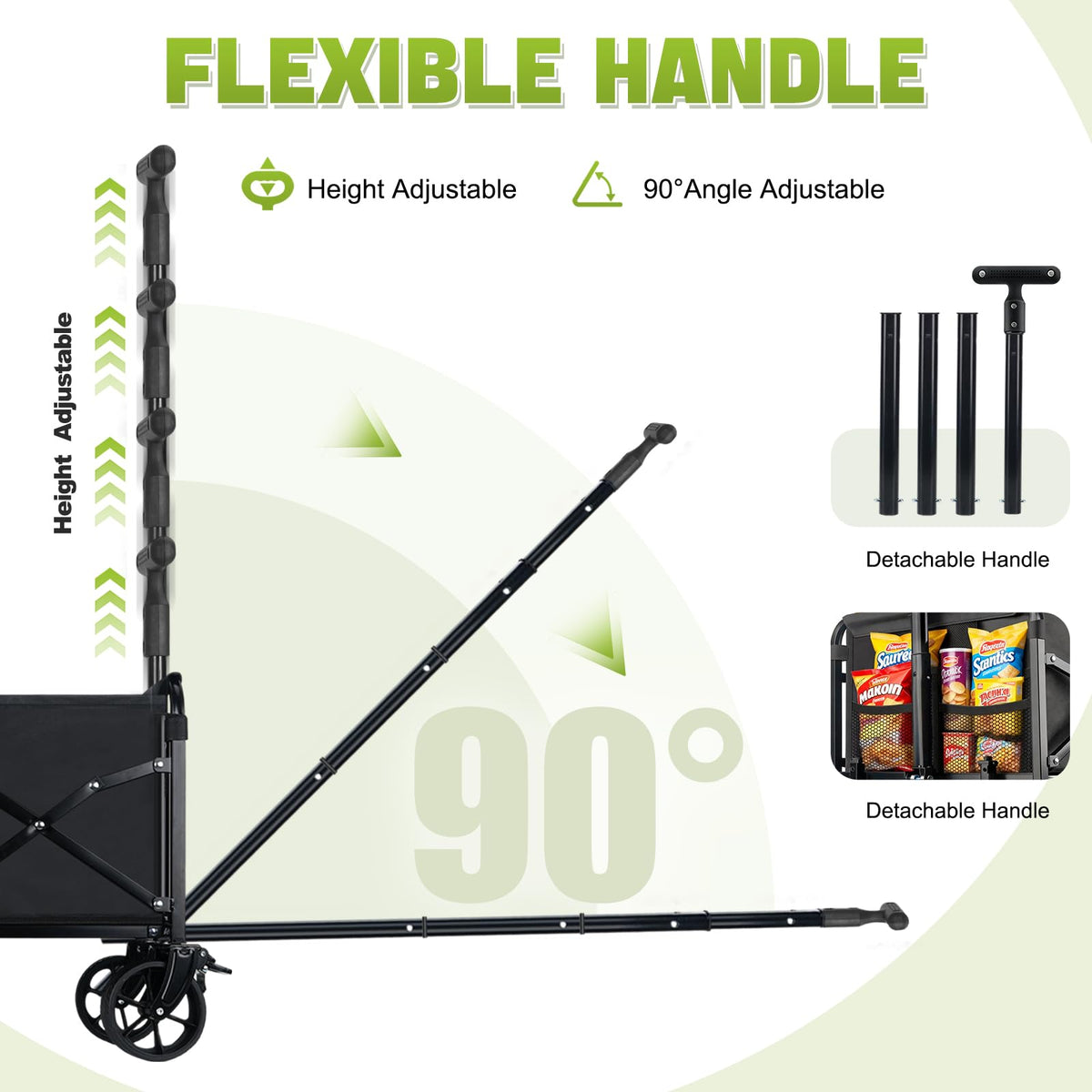 FAVSH all-terrain wagon wheels swivel 360 degrees for smooth steering