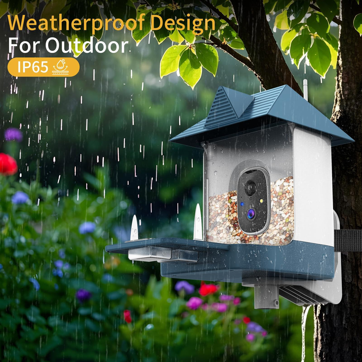 Fazoxo Bird Feeder Camera side view with solar panel