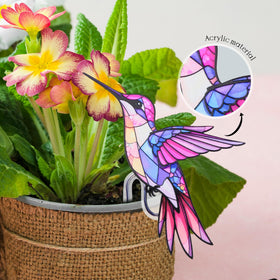 Close-up of FBBP hummingbird, cardinal, butterfly acrylic colors