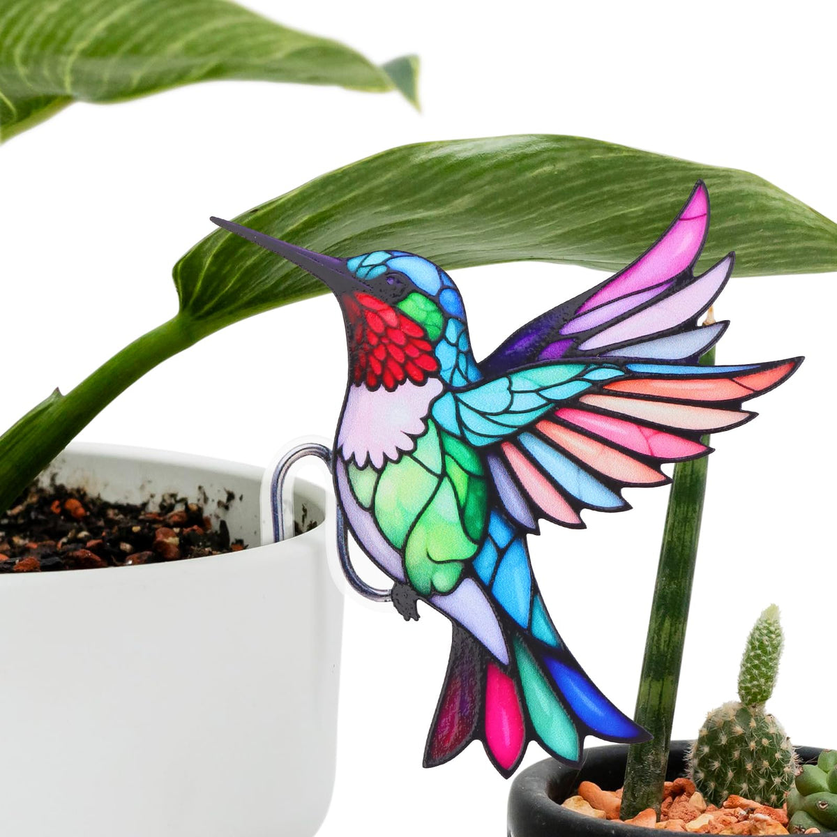 FBBP hummingbird garden planter in acrylic adds nature-inspired charm to pots