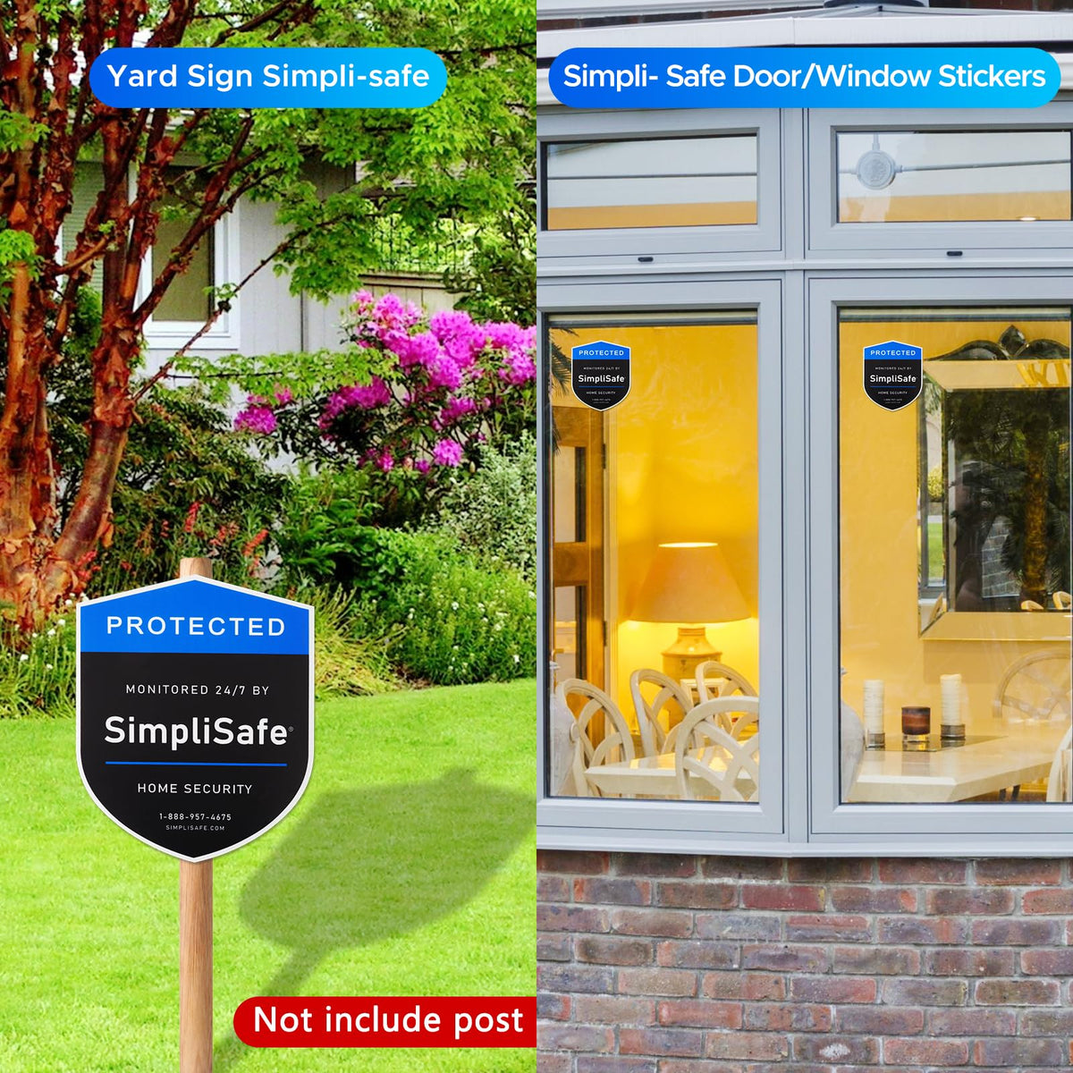 FBORHAFY SimpliSafe window sticker 3x3.5in clearly marks doors and windows.