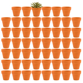 Fcacti 54-pcs mini clay pots stand ready for herbs, succulents, or tiny plant displays.