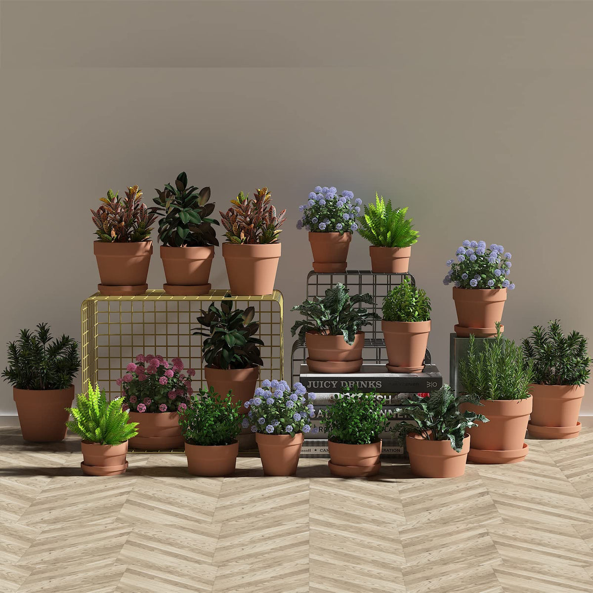 Fcacti pack of 12 terra-cotta pots ready for weddings or crafts.