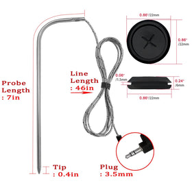 FCCUM plug-and-play thermometer probe compatible with Traeger grills for quick setup.