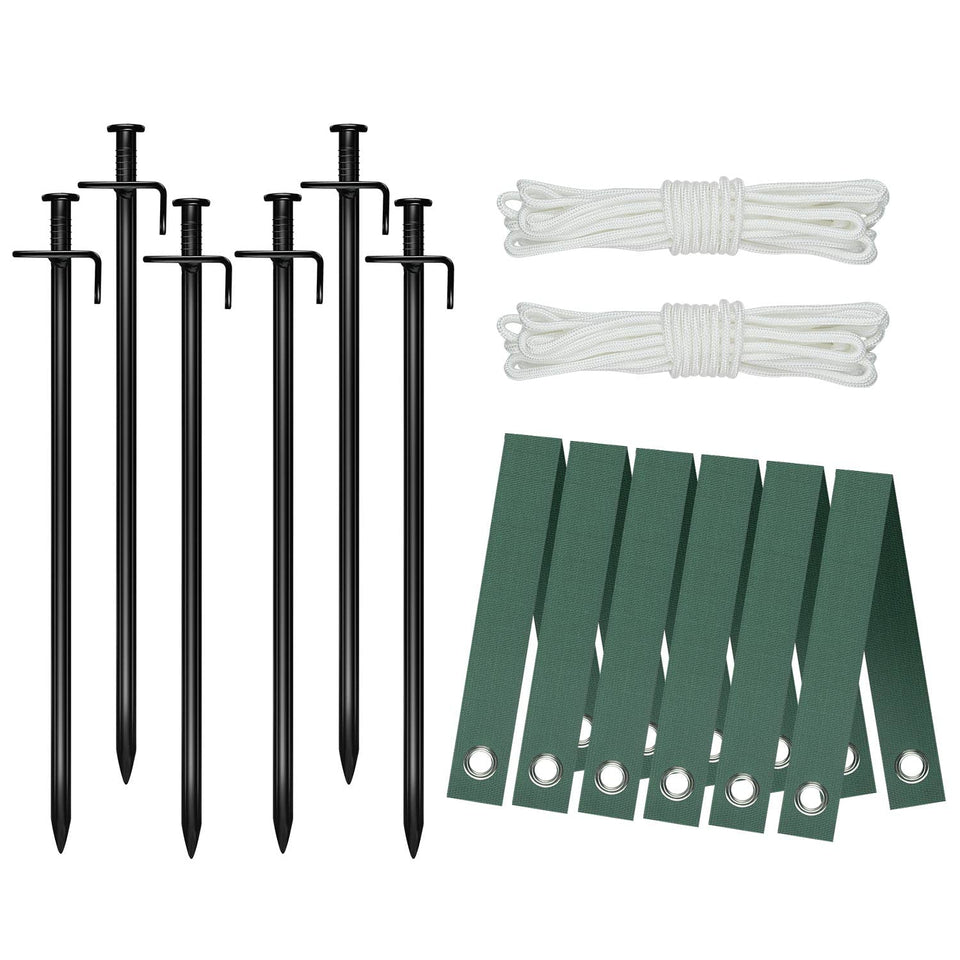 FCENDS heavy-duty tree stake kit with six straps for sturdy young-tree support.