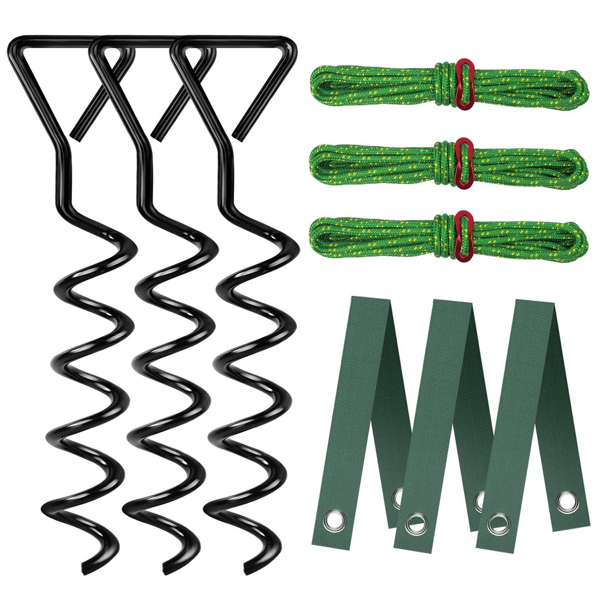 FCENDS Tree Stake Kit spiral stakes provide sturdy wind protection for young trees.