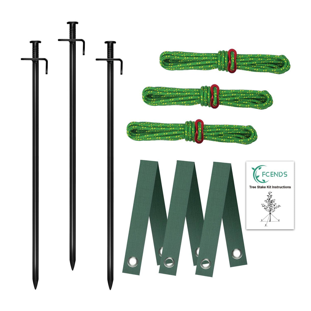 FCENDS tree stake kit strap ties securing young trees quickly