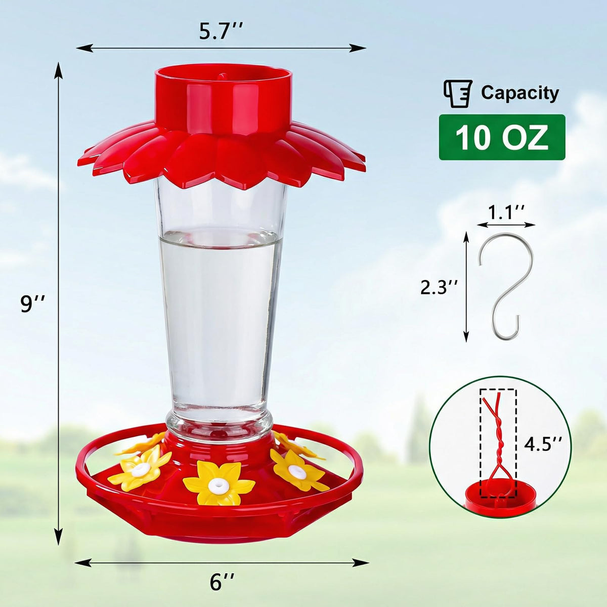 Fchstaer clear bottle view shows nectar level for easy refills