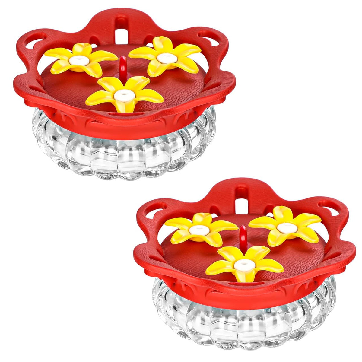Fchstaer glass hummingbird feeder outdoors for easy garden feeding.