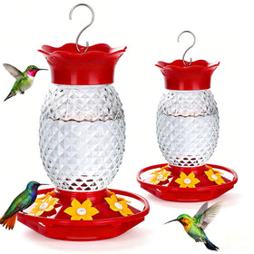 Fchstaer glass hummingbird feeder with pineapple design attracts pollinators and enhances garden decor.