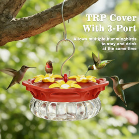 Fchstaer feeder with 3.4 oz capacity and clear nectar level view.