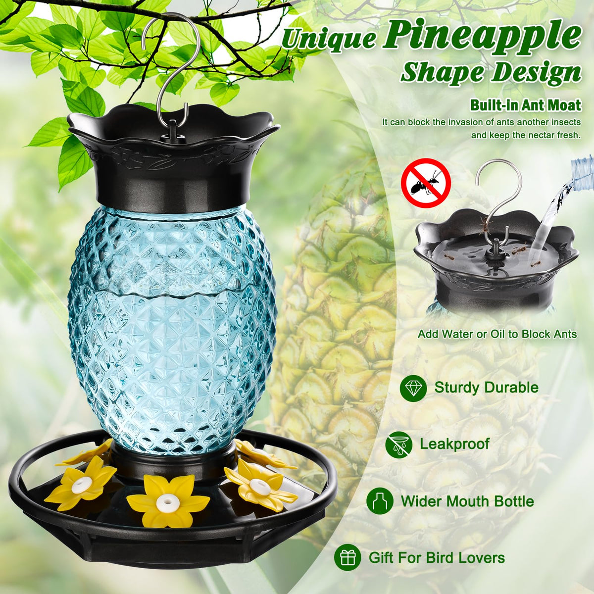 Fchstaer bee and ant proof design guards nectar against insects.