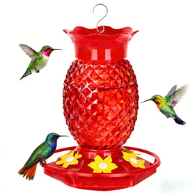 Fchstaer Red Pineapple Hummingbird Feeder with six ports for vibrant garden feeding