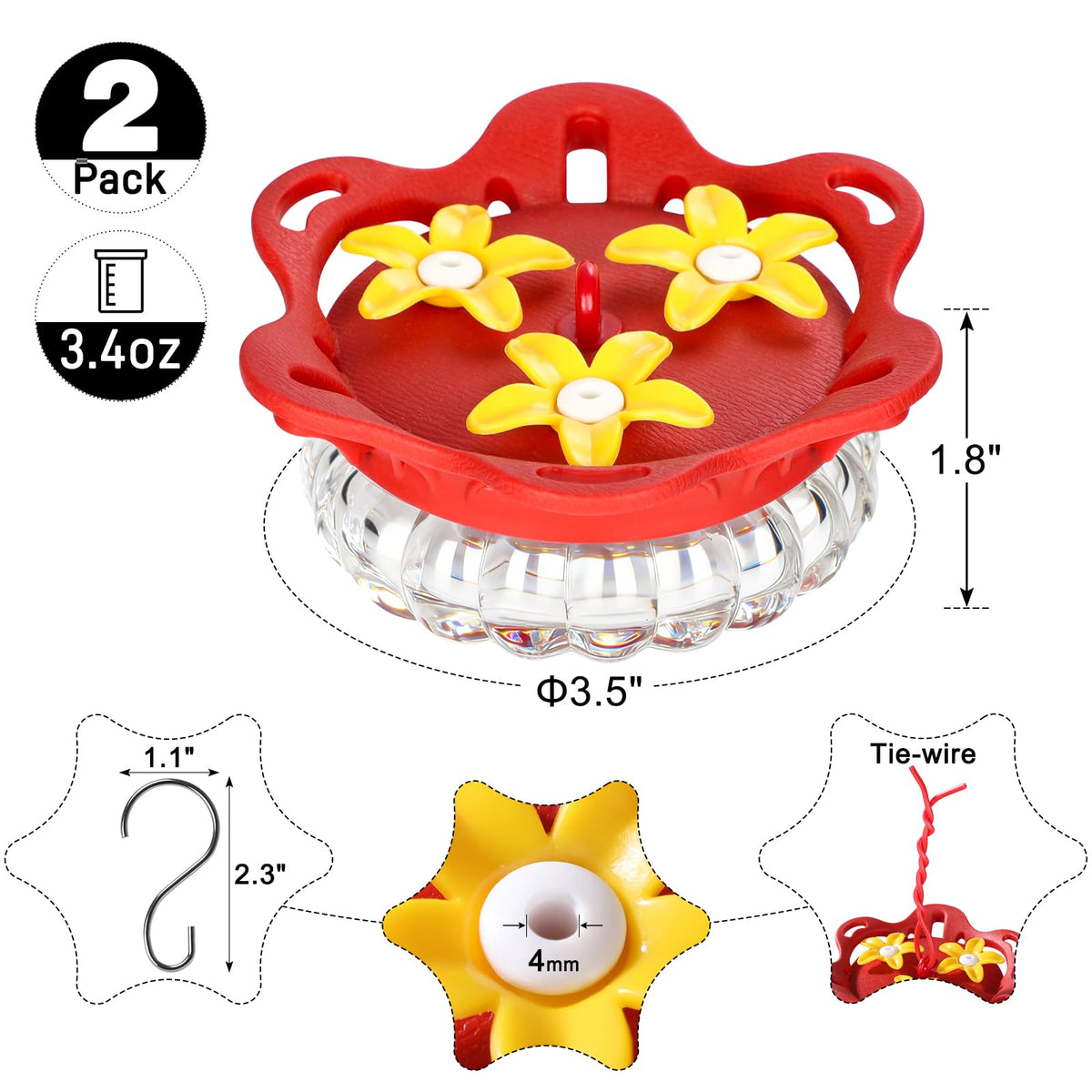 Fchstaer set of 2 hummingbird feeders with handheld design for close viewing.