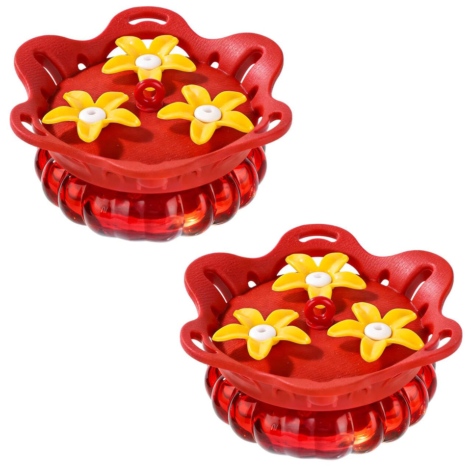 Fchstaer two-pack glass hummingbird feeders for outdoor gardens attract hummingbirds.