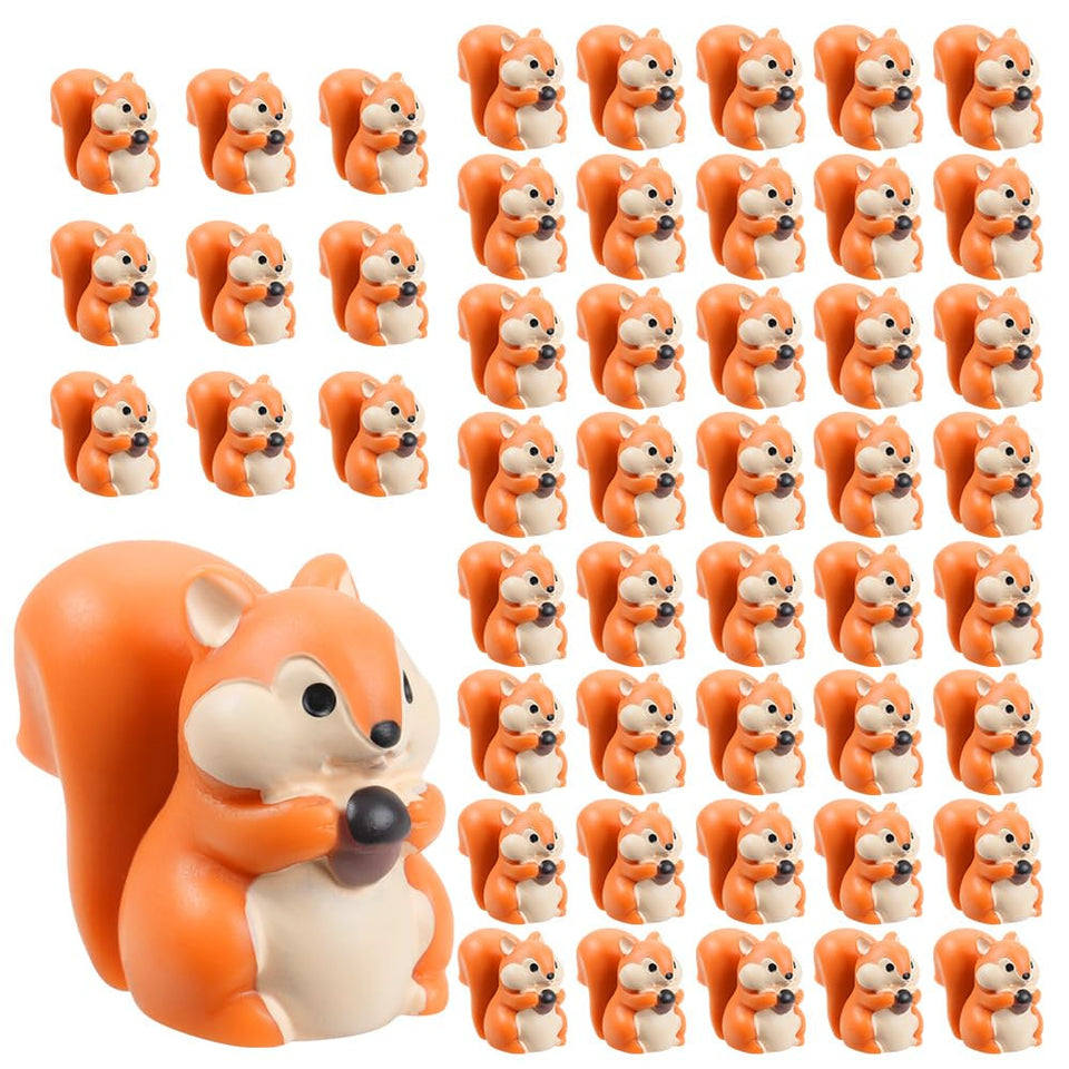 FCKLVMC 50 mini squirrel figurines for dollhouse decor add whimsical woodland charm.
