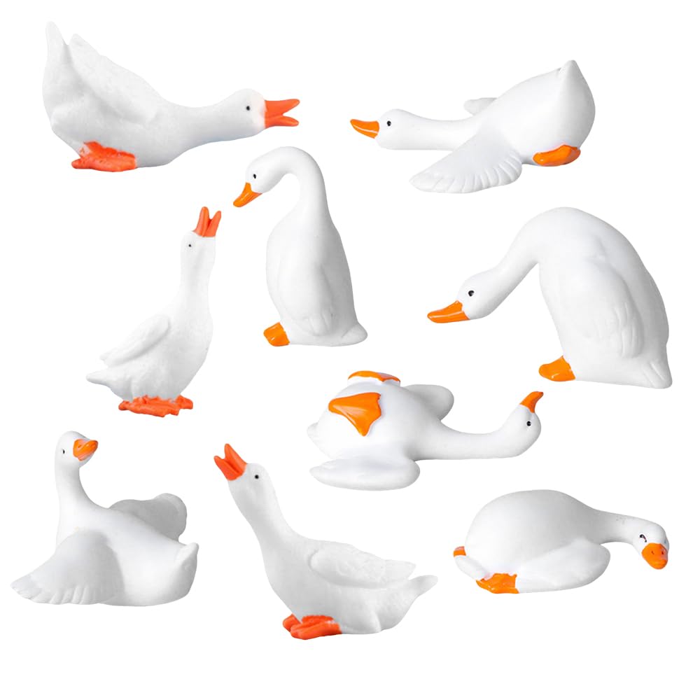 FCKLVMC mini goose figurine on a desk, small-space decor with charm
