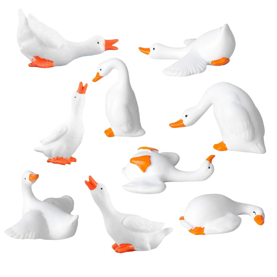 FCKLVMC mini goose figurine on a desk, small-space decor with charm
