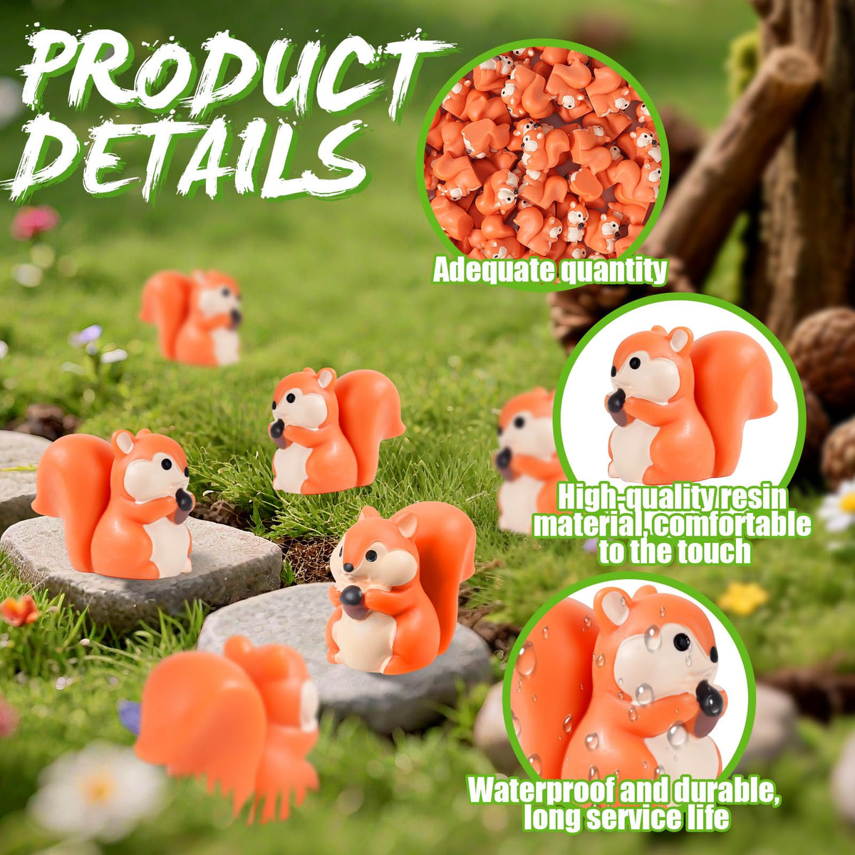 FCKLVMC mini squirrels enhance crafts and party favors with vibrant, detailed finishes.