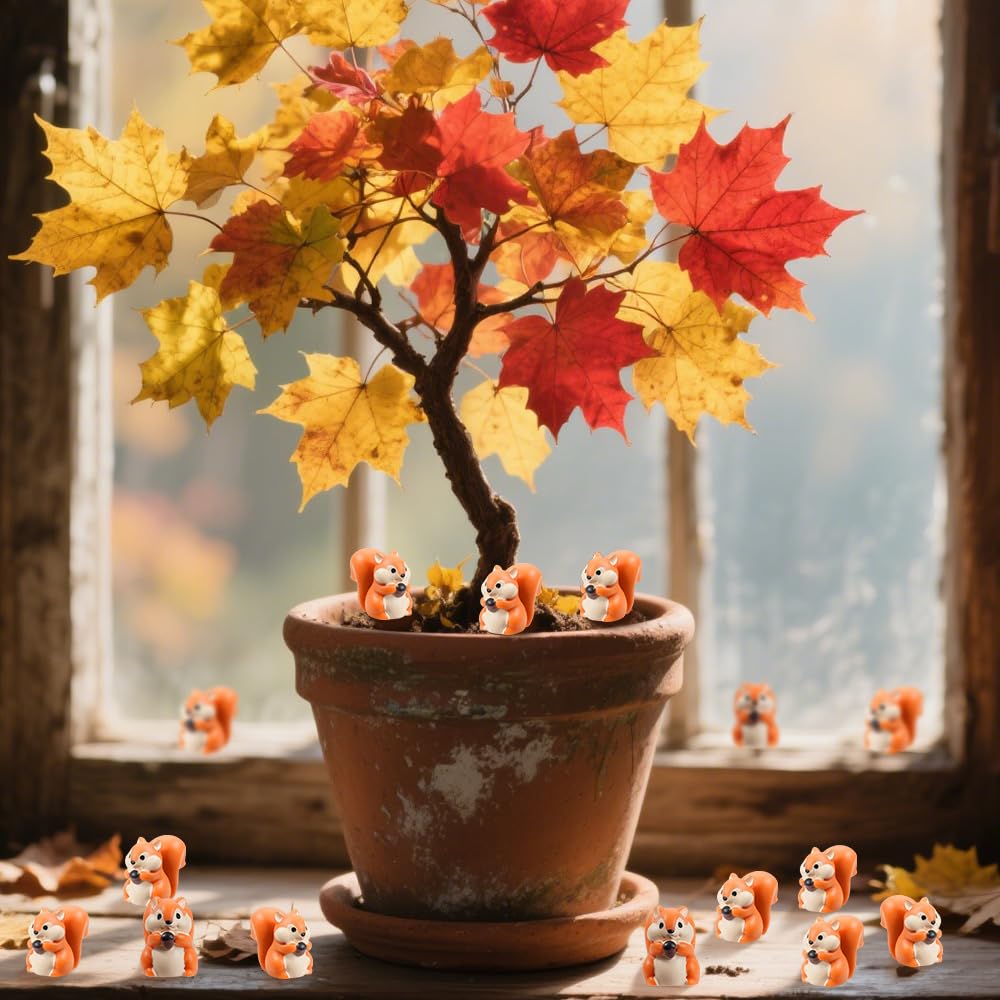 FCKLVMC mini squirrels are compact decor accents for moss gardens and miniature scenes.