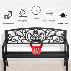 FDW outdoor bench armrests with slatted seat for two-person comfort