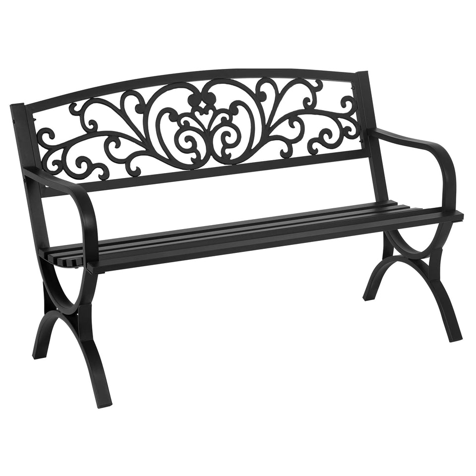 FDW patio bench 50inch outdoor metal loveseat backrest for comfortable outdoor seating