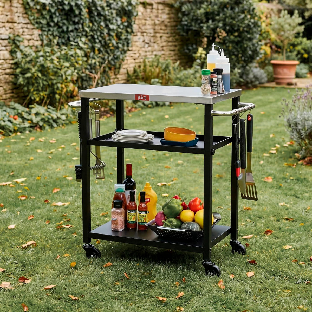 Feasto cart side profile highlights sturdy frame and load-bearing design