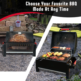 Feasto charcoal tray adjustability enables precise heat control.