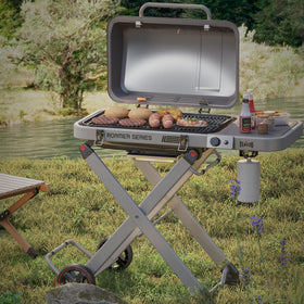 Feasto folding cart with wheels enables smooth cruising across lawns and patios